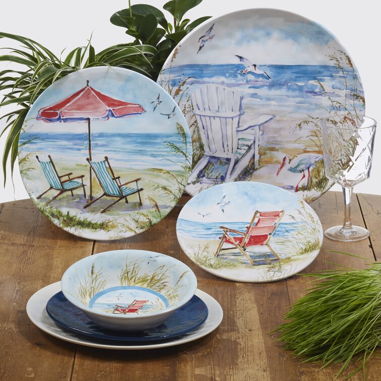 Beach themed melamine top dinnerware